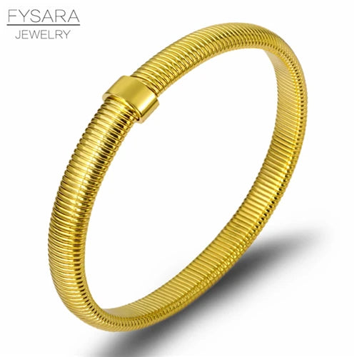 Rose Gold Stainless Steel Couple Bracelets Chain Bangle