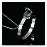 Women's Couple Heart Lock Bracelet And Key Pendant Necklace