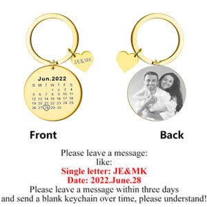 Custom Photo Stainless Steel Keychain DIY Engraving Name Date Gift