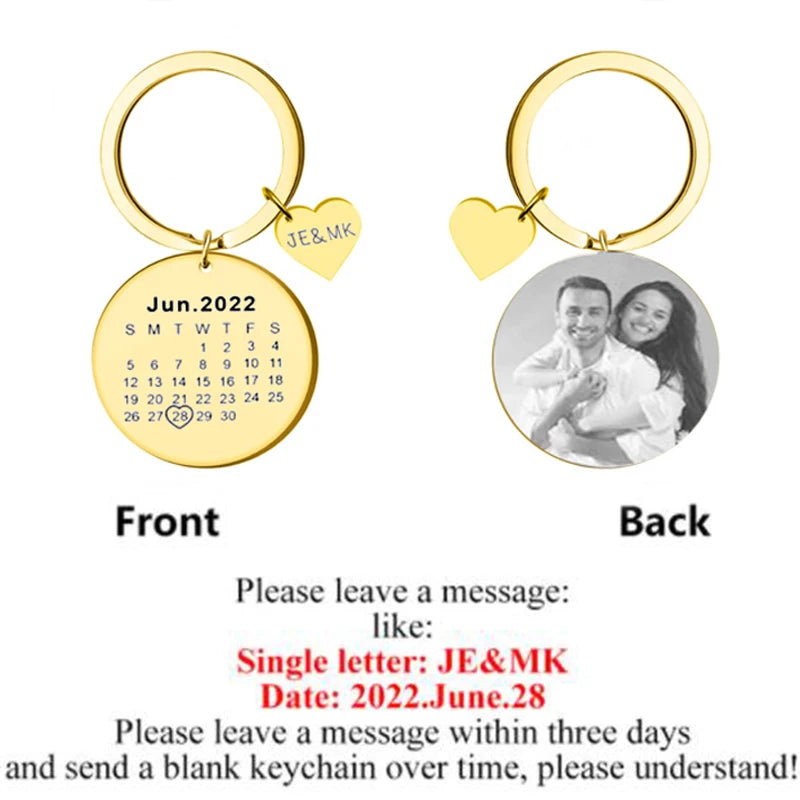 Custom Photo Stainless Steel Keychain Laser Engraving Gift