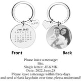 Custom Photo Stainless Steel Keychain DIY Engraving Name Date Gift