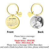Custom Photo Stainless Steel Keychain DIY Engraving Name Date Gift