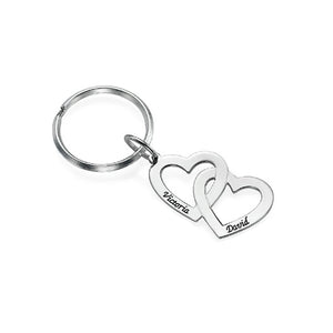 Heart Keychain with Carved Names Stainless Steel Gift Set