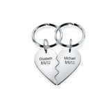 Heart Keychain with Carved Names Stainless Steel Gift Set