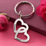 Heart Keychain with Carved Names Stainless Steel Gift Set