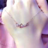 Crystal LOVE Necklace 14K Rose Plated Romantic Jewelry