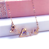 Crystal LOVE Necklace 14K Rose Plated Romantic Jewelry