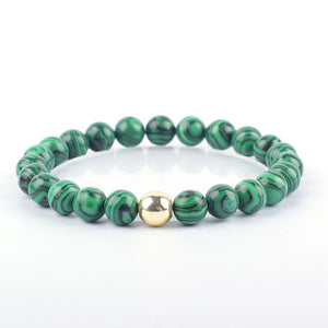 Malachite Bead Bracelet Stainless Steel Magnetic Health Healing Yoga