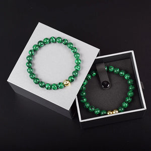 Malachite Bead Bracelet Stainless Steel Magnetic Health Healing Yoga