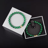Malachite Bead Bracelet Stainless Steel Magnetic Health Healing Yoga