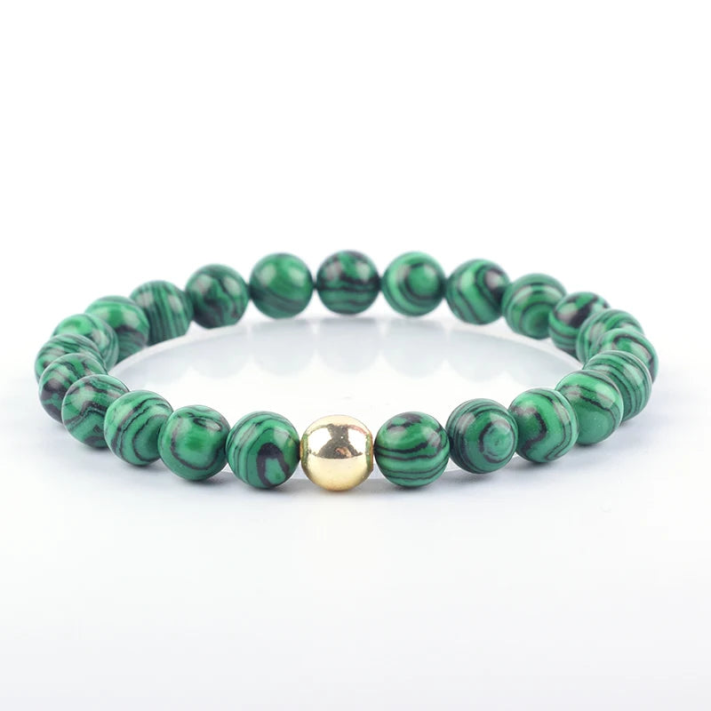Malachite Bead Bracelet Stainless Steel Magnetic Health Healing Yoga