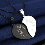 Couple Necklace Broken Heart 2 pcs Key Locket Dad Mom Love you Pendant Necklace
