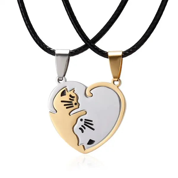 Couple Necklace Broken Heart 2 pcs Key Locket Dad Mom Love you Pendant Necklace