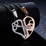 Couple Necklace Broken Heart 2 pcs Key Locket Dad Mom Love you Pendant Necklace
