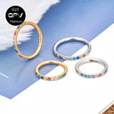Perforated Nose Ring Titanium Alloy with Colored Zircon Rock