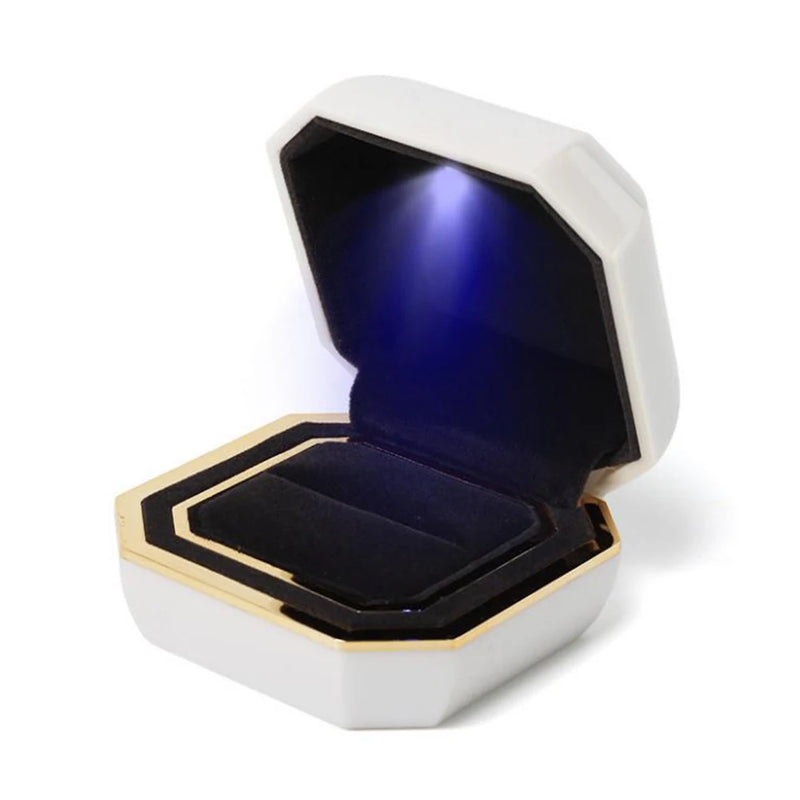LED Light Couple Ring Box Jewelry Gift Case