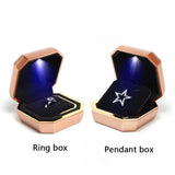 LED Light Couple Ring Box Jewelry Gift Case