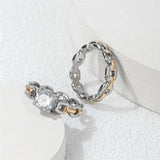 His Hers Couple Ring Set Stainless Steel Wedding Band Zirconia Women Chains Men