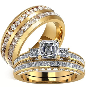 Cubic Zirconia Wedding Rings For Gold-Color Couples