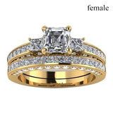 Cubic Zirconia Wedding Rings For Gold-Color Couples