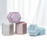 Couple Rings Jewelry Box Hexagon Storage Holder Wedding Engagement