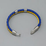 Ukraine Flag Woven Leather Bracelet