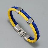 Ukraine Flag Woven Leather Bracelet