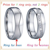 Couple Wedding Rings Set CZ Eternity Stainless Steel No Rust No Fade