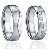 Couple Wedding Rings Set CZ Eternity Stainless Steel No Rust No Fade