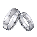 Couple Wedding Rings Set CZ Eternity Stainless Steel No Rust No Fade