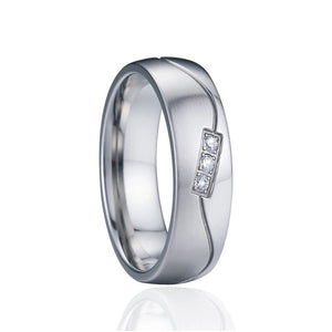 Couple Wedding Rings Set CZ Eternity Stainless Steel No Rust No Fade
