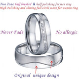 Couple Wedding Rings Set CZ Eternity Stainless Steel No Rust No Fade