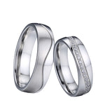 Couple Wedding Rings Set CZ Eternity Stainless Steel No Rust No Fade