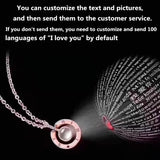 925 Sterling Silver 100 Languages I Love You Projection Necklace Anniversary