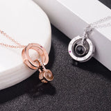 925 Sterling Silver 100 Languages I Love You Projection Necklace Anniversary