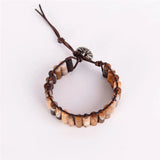 Boho Leather Wrap Bracelet Men Tube Shape Handmade