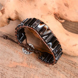 Boho Manhand Tube Shape Leather Wrap Bracelet