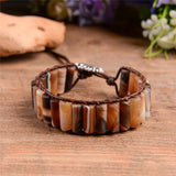 Boho Leather Wrap Bracelet Men Tube Shape Handmade
