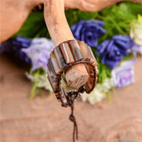 Boho Leather Wrap Bracelet Men Tube Shape Handmade