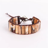 Boho Leather Wrap Bracelet Men Tube Shape Handmade