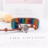 Chakra Bracelet Leather Wrap Beads Couples Jewelry