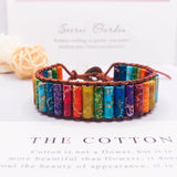 Chakra Bracelet Leather Wrap Beads Couples Jewelry
