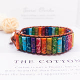 Chakra Bracelet Leather Wrap Beads Couples Jewelry