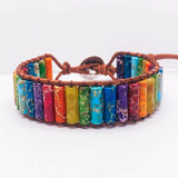 Chakra Bracelet Leather Wrap Beads Couples Jewelry