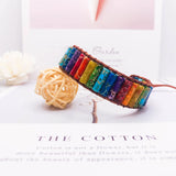 Chakra Bracelet Leather Wrap Beads Couples Jewelry