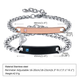 Couples Bracelets Stainless Steel Cuban Chain 2pieces Set Jewelry Engraving
