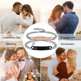 Couples Bracelets Stainless Steel Cuban Chain 2pieces Set Jewelry Engraving
