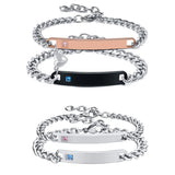 Couples Bracelets Stainless Steel Cuban Chain 2pieces Set Jewelry Engraving