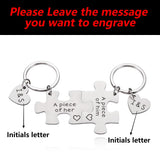 Couples Puzzle Keychains Engraved Initials Gift