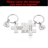 Couples Puzzle Keychains Engraved Initials Gift